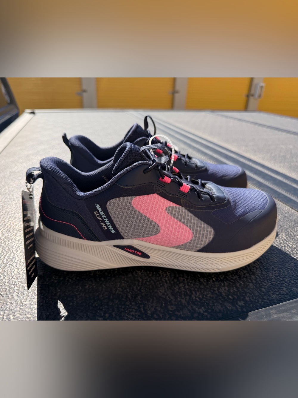 Skechers Navy & Pink Slip-On work Sneakers
